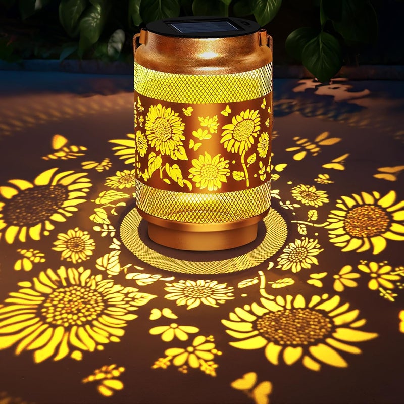 EDOF Sunflower Solar Lanterns Outdoor Waterproof Hanging Solar Lights Garden Decor,Christmas Decorations Birthday Gifts for Women Mom,Garden Decorative Lantern for Backyard Porch Patio Table Yard Lawn - Image 1